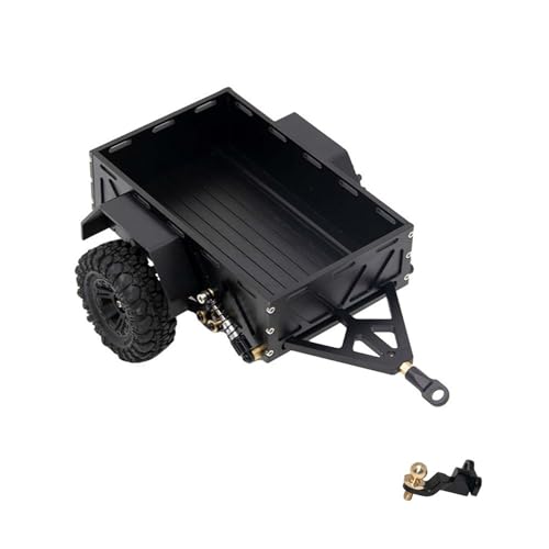 KEEDA 1/18 1/24 RC Crawler Auto Aluminium-Legierung Anhänger Trailer für 1:18 TRX4M 1:24 AXIAL SCX24 RC Crawler Car Upgrade-Zubehör (Schwarz) von KEEDA