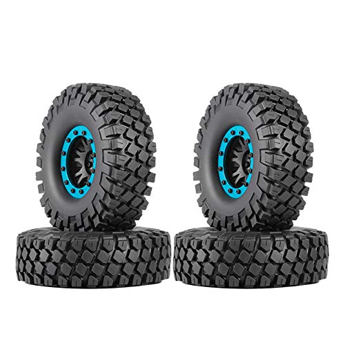 KEEDA 1,9 Zoll Metal Beadlock Felgen mit Gummi Reifen für 1/10 RC Crawler Axial SCX10 90046 90047 Tamiya CC01 D90 TF2 (Blau) von KEEDA