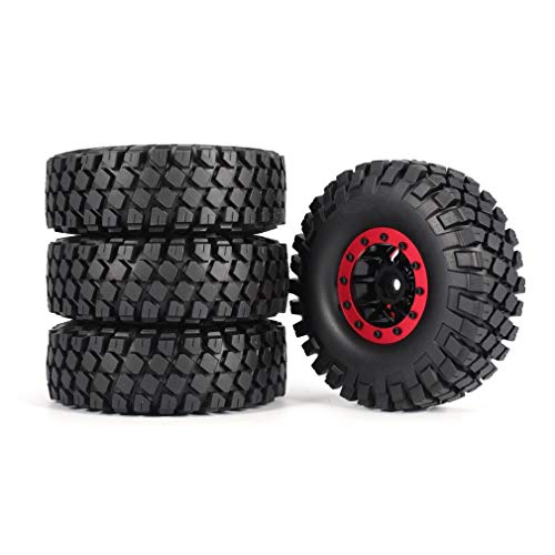 KEEDA 1,9 Zoll Metal Beadlock Felgen mit Gummi Reifen für 1/10 RC Crawler Axial SCX10 90046 90047 Tamiya CC01 D90 TF2 (Rot) von KEEDA