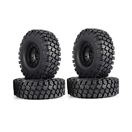 KEEDA 1,9 Zoll Metal Beadlock Felgen mit Gummi Reifen für 1/10 RC Crawler Axial SCX10 90046 90047 Tamiya CC01 D90 TF2 (Schwarz) von KEEDA