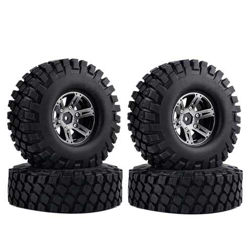 KEEDA 4 Stück 1,9 Zoll Metall Beadlock Felgen mit Gummireifen für 1/10 RC Crawler Car Axial SCX10 90046 SCX10 III AXI03007 Traxxas TRX4 TRX6 D90 TF2 Redcat Gen8 Gen7 (Schwarz, 115mm) von KEEDA