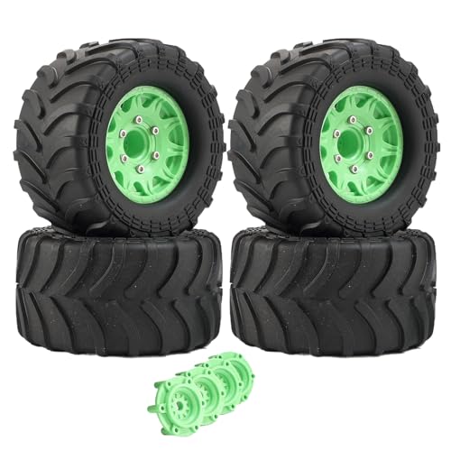 KEEDA 4 Stück 2.8'' Reifen und Kunststoff Räder Felgen für 1/10 RC Monster Truck Off-Road Autos Teile (Grün) von KEEDA