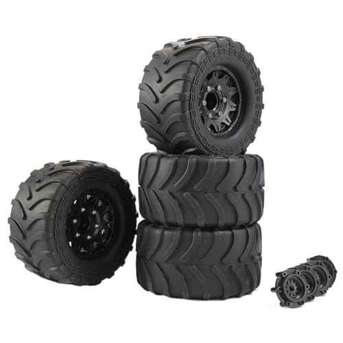 KEEDA 4 Stück 2.8'' Reifen und Kunststoff Räder Felgen für 1/10 RC Monster Truck Off-Road Autos Teile (Schwarz) von KEEDA