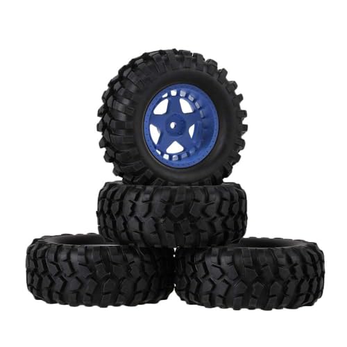 KEEDA 4 Stück Gummi Reifen mit Nylon Felgen Räder für 1/10 RC Crawler Auto SCX10 D90 CC01 Gen8 VS4-10 TRX4 (108mm, Blau) von KEEDA