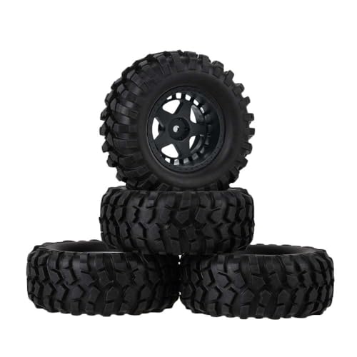 KEEDA 4 Stück Gummi Reifen mit Nylon Felgen Räder für 1/10 RC Crawler Auto SCX10 D90 CC01 Gen8 VS4-10 TRX4 (96mm, Schwarz) von KEEDA