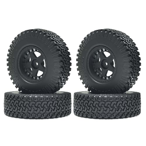 KEEDA 4 Stück Gummi Reifen mit Nylon Felgen Räder für 1/10 RC Crawler Auto SCX10 D90 CC01 Gen8 VS4-10 TRX4 (98mm, Schwarz) von KEEDA