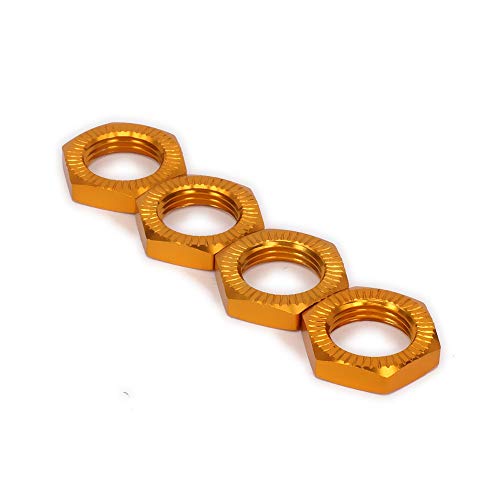 KEEDA 4 Stück M17 17mm Aluminiumlegierung RC Rad-Sechskant-Nabenmutter Gewinde 1,0 mm für 1/8 RC Modellauto HSP Redcat Himoto Teile (Gold) von KEEDA