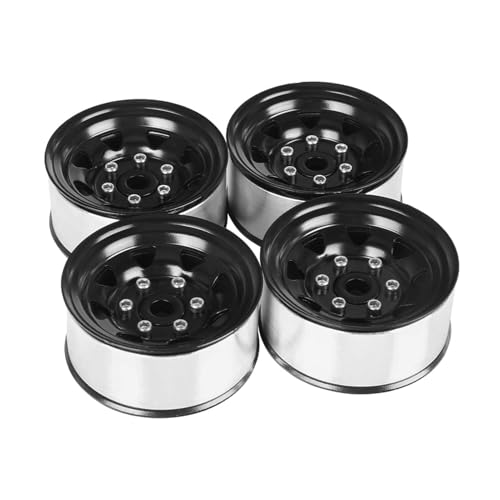 KEEDA 4PCS/Satz 1,55 Zoll Metall Beadlock Felgen Räder Nabe für 1/10 RC Crawler Auto 1.55 Zoll Reifen (Schwarz) von KEEDA