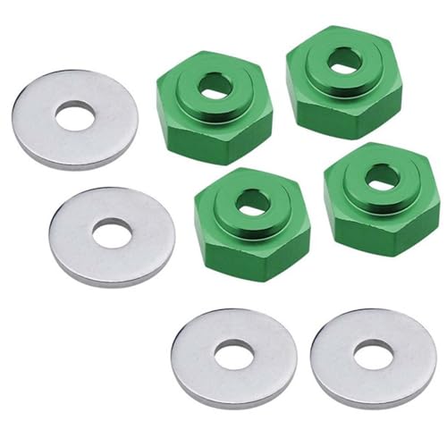 KEEDA 4PCS 12mm drehen auf 17mm Aluminiumlegierung Felgen Sechskant Adapter für 1/10 RC Car Buggy Monster Truck Kann 1/8 Reifenrad Verwenden (Grün) von KEEDA