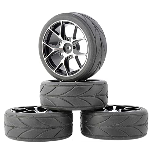 KEEDA 62 mm Reifen und Metallfelgen für 1/10 RC On Road Drift Touring Car Traxxas HSP HPI Tamiya Teile (5Y Rad, schwarz) von KEEDA