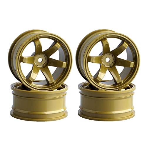 KEEDA Kunststoff Felgen Räder Durchmesser 52mm für 1/10 RC On Road Tourenwagen Drift Auto (Gold) von KEEDA