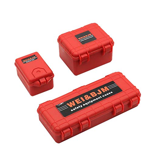 KEEDA Kunststoff Mini Gepäck Koffer Aufbewahrungsbox Werkzeugkasten Simulation Dekoration Zubehör für 1:10 RC Crawler TRX4 Axial SCX10 90046 CC01 D90 (Rot) von KEEDA