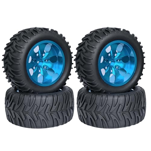 KEEDA RC Gummireifen und Aluminiumlegierung Felgen Metall Räder Ersatzteile für 1/10 RC Monster Truck (Blau, C) von KEEDA