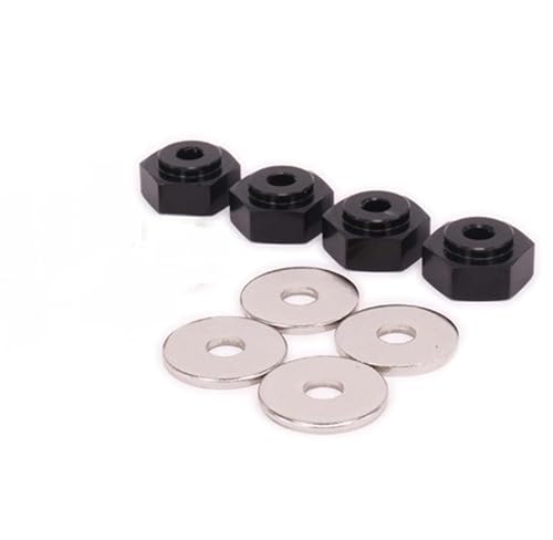 KEEDA 4PCS 12mm drehen auf 17mm Aluminiumlegierung Felgen Sechskant Adapter für 1/10 RC Car Buggy Monster Truck Kann 1/8 Reifenrad Verwenden (Schwarz) von KEEDA