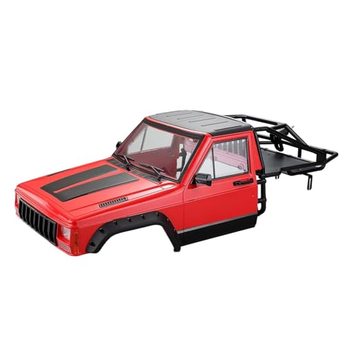 KEEDAD RC Crawler Karosserie Kabine & Rückseitenkäfig RC Body Shell für 1/10 RC Crawler Car TRX4 Axial SCX10 90046 AT4 Redcat GEN 8 Scout II (Rot) von KEEDA