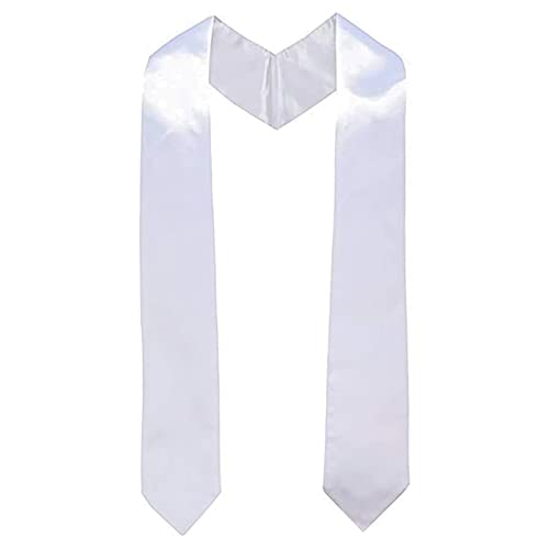 KEELYY Abschluss Stola Weiß 61'' Satin Schärpe Graduation Decorations Abschlussfeier Zubehör Priester Chor Stola Erwachsene Unisex von KEELYY