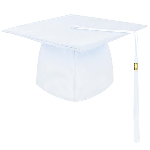KEELYY Bachelor Hut Doktorhut Graduation Cap Verstellbar Abschluss Hut Absolventenhut für Abschlussfeiern vom Studium, Universität, Hochschule, Abitur - WHITE von KEELYY