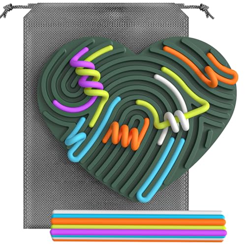 KEEPAQ Sensory Activity Board für Kinder 3+ und Erwachsene, Sensorische Brett Spielzeug für Beruhigung, Stressangst, ADHD und Autismus, Silikon Zappelkissen und 13 Fäden (B-grün) von KEEPAQ