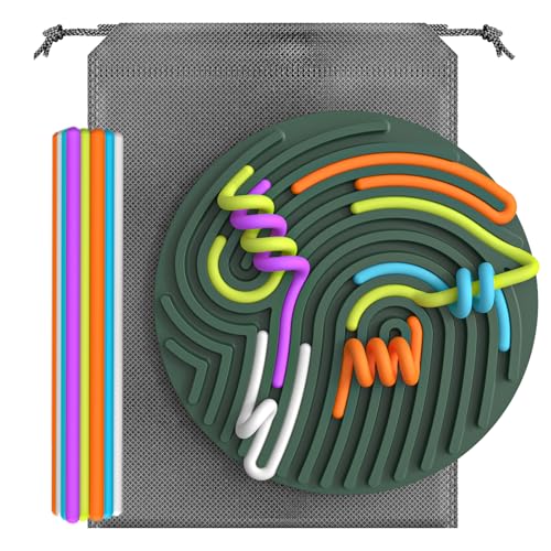 KEEPAQ Sensory Activity Board für Kinder 3+ und Erwachsene, Sensorische Brett Spielzeug für Beruhigung, Stressangst, ADHD und Autismus, Silikon Zappelkissen und 13 Fäden mit Tragbar Reisetasche von KEEPAQ
