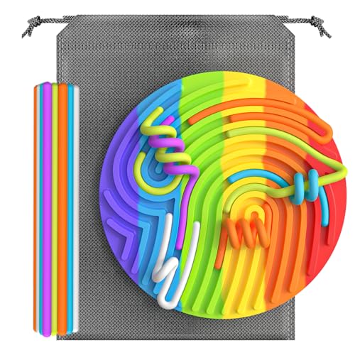 KEEPAQ Sensory Activity Board für Kinder 3+ und Erwachsene, Sensorische Brett Spielzeug für Beruhigung, Stressangst, ADHD und Autismus, Silikon Zappelkissen und 13 Fäden mit Tragbar Reisetasche von KEEPAQ