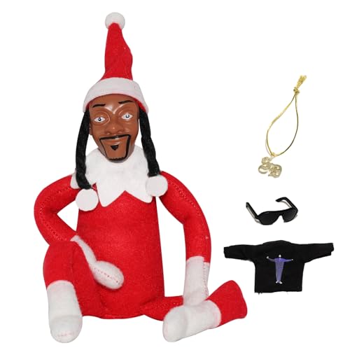 KEGOZ Weihnachtselfenpuppe, Plüsch, 30,5 cm, Hip-Hop-Spielzeug für Regaldekoration, inklusive extra T-Shirt, stylischer Sonnenbrille und Halskette, lustiges Geschenk für Männer und Frauen für Partys, von KEGOZ