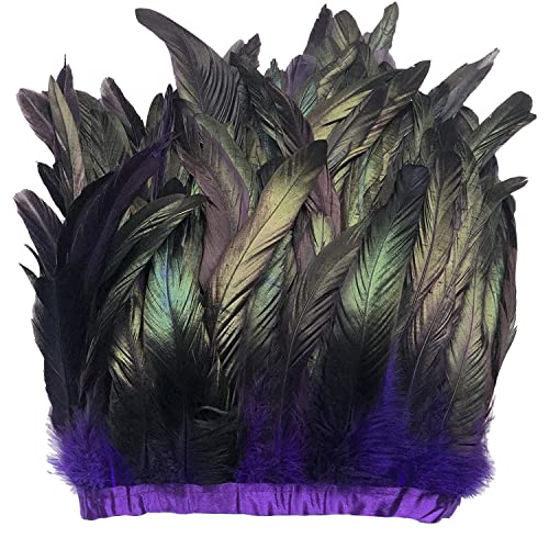 keland 1 Meter Lang und 9 Zoll Breit Hahn Federborte Feather Fringe Trim DIY Feder Cape Schal Rock Halloween Kostüme Dekoration (A-Lila) von keland