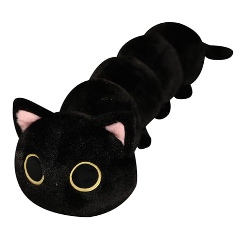 Black Cat Stuffed Animals, 20 inch Long Cat Worm Plush Toy Body Pillow, Kitten Plushies Doll Christmas Birthday Gifts for Girls Boys von KELCIO