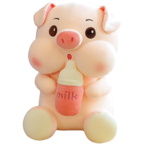 Stuffed Animal Plush Toy, Soft Cute Baby Pig Drinking Milk Plushies Doll, Pink Kawaii Decorative Throw Pillow, Birthday and Christms Gifts for Kids Girls Boys (Big Eyes,13.8 in) von KELCIO