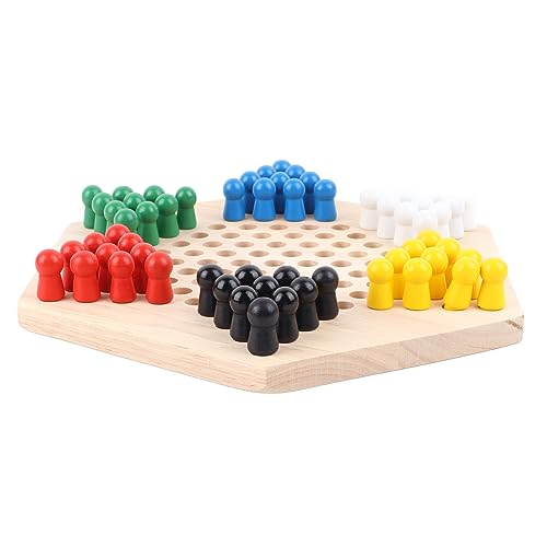 Chinesisches Dame Brettspielset aus Holz mit 6 Farbigen Stiften, Lehrreiches Chinesisches Damespiel für Erwachsene und Kinder von KENANLAN