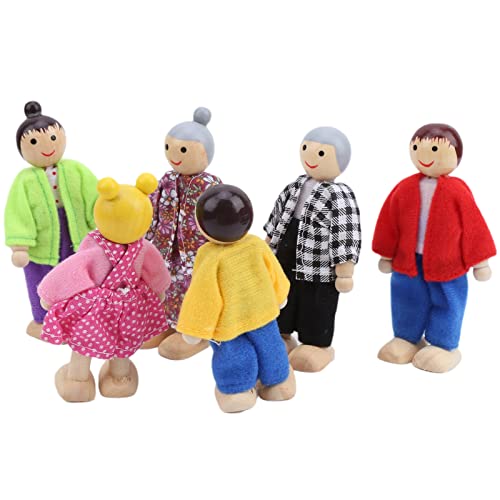 Hölzernes Puppenhaus, Menschen, Miniaturfiguren-Sets, Puppenhaus-Puppen, Familien-Set, Ornament, Pädagogisches Puppenhaus-Zubehör (6 japanische und koreanische Puppen) von KENANLAN