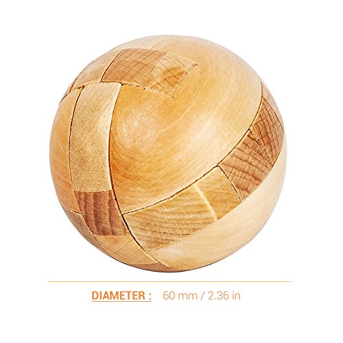 Holzpuzzle, Magischer Ball, 6 cm Schloss, Denksportaufgaben, Intelligenter Spielzeugball, Schlossspiel, Puzzles, Spielzeug für Erwachsene und Kinder (6CM) von KENANLAN