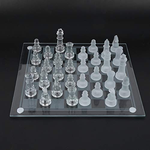 Internationales Schach aus Glaskristall, Exquisiter Mattierter Schachfigur, 25 X 25 cm, für Reisen, Schule, Camping, Geeignet für Alle Altersgruppen von KENANLAN