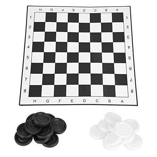 KENANLAN Dame-Set, Tragbares Internationales Dame-Klappbrett-Schachspiel aus Kunststoff, Brettspiel den Innen- und Außenbereich die Familie von KENANLAN