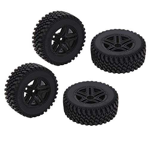 KENANLAN RC Auto Radnabe mit Reifensatz,4Pcs RC Metallradnabe mit Gummireifen Satz, Passend für MN86K 1/12 RC Auto Upgrade Teile (Schwarz) von KENANLAN