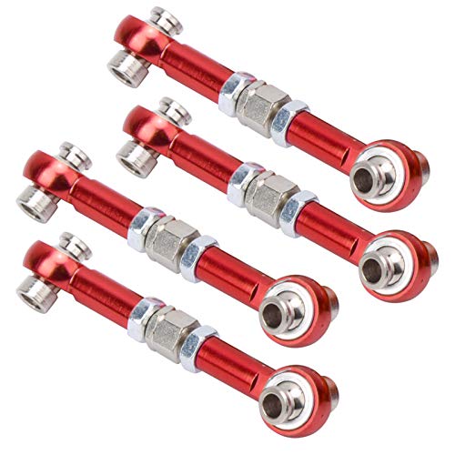 KENANLAN RC Car Gestängestange, 4Pcs Lenkgestängestange aus Aluminiumlegierung, RC Upgrade Teile, Passend für HSP 94122 1/10 Auto (Rot) von KENANLAN