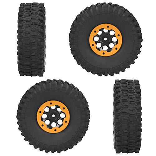 KENANLAN RC Car Rad, Aufblasbare Reifen, 4 Stück RC Rennreifen, Aufblasbares Ferngesteuertes Modell Kletterauto für SCX10 1,9 Zoll (Orange) von KENANLAN