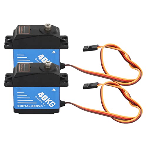 KENANLAN RC Digitalservo, 2 Stück, 40 Kg, RC Servogetriebe, Lenkservo, Hohes Drehmoment, Wasserdichtes Metallgetriebeservo mit 25T Servoarm für 1/10 1/8 RC Autos, Blau von KENANLAN