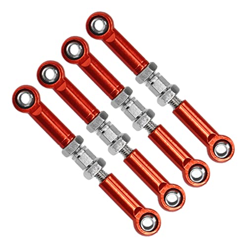 KENANLAN RC Oberlenker Spurstange, 4 Stück, Verstellbare Servo Links Spurstange für FMS 1/24 für FCX24 RC Auto, Hochpräzise RC Lenkungszugstange aus Aluminiumlegierung und Eisen (Rot) von KENANLAN