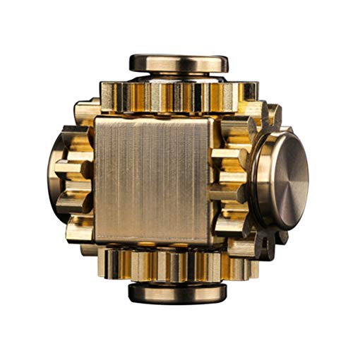 Mini Gear Metalllegierung Zappeln SpielzeugSpinnings Cube Stressabbau Spielzeug,Pure Brass Fidget Toys Hand Finger Fokus Spielzeug Stressabbau (Golden) von KENANLAN