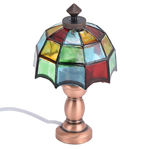 Puppenhaus Tischlampe, 1:12 Puppenhaus LED Schreibtischlampe, Miniatur Tischlampe mit Schirmförmigem Lampenschirm von KENANLAN