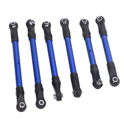 RC Car Stange,6pcs RC Car Lenkungs Spurstangen Ersatzteil aus Aluminiumlegierung, Langes, Kurzes RC Spurstangen Set für Ferngesteuertes Traxxas Slash Auto (Blau) von KENANLAN