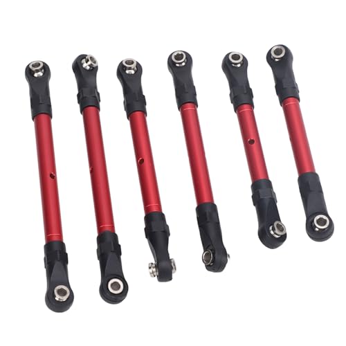 RC Car Stange,6pcs RC Car Lenkungs Spurstangen Ersatzteil aus Aluminiumlegierung, Langes, Kurzes RC Spurstangen Set für Ferngesteuertes Traxxas Slash Auto (Rot) von KENANLAN