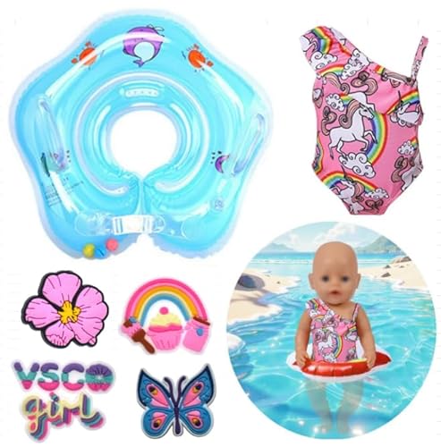 7 Stück Baby Puppen Badeanzug Set, 7 stück Puppenzubehör mit Badeanzug, 14-18 Zoll Sommerliches Puppen Schwimmset, Schwimmring, Schuhen & 4 Schuhblumen, Puppenkleidung Badespaß-Zubehör 7 Stück Baby Puppen Badeanzug Set, 7 stück Puppenzubehör mit Badeanzug, 14-18 Zoll Sommerliches Puppen Schwimmset, Schwimmring, Schuhen & 4 Schuhblumen, Puppenkleidung Badespaß-Zubehör von KEORHEZ