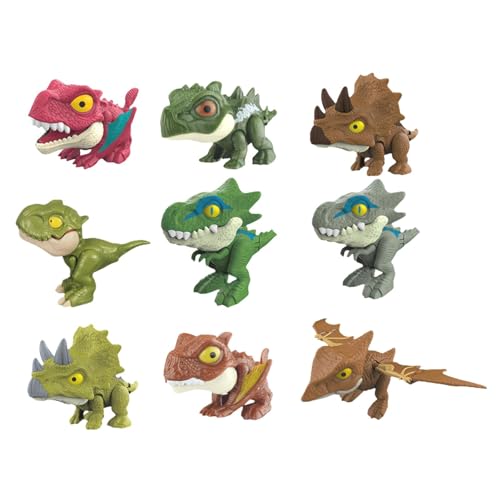 Dinosaurier-Figuren-Spielzeug, 9-teiliges Dinosaurier-Spielset, Fingerbeißspielzeug-Dinosaurier für Jungen, dekorative kleine Dinosaurier-Figuren, lustiges Dinosaurier-Spielzeug für Kinder von KERALI