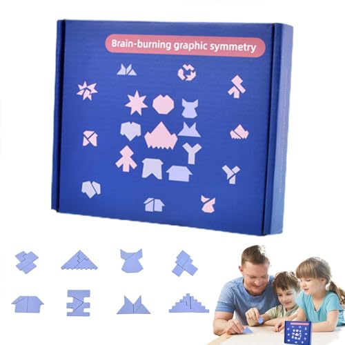 Holzklötze-Puzzle, Lernspielzeug für Kleinkinder | Kreative Puzzles | Denksportblöcke für Symmetrie-Rätsel, sicher für Kinder, Jungen und Mädchen von KERALI