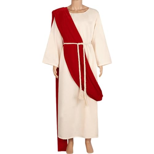 Jesus Kostüm Erwachsene,Jesus Kostüm Herren | Jesus-Roben für Männer - Gesamt-Jesus-Robe, weiße Jesus-Kostüm-Robe, hautfreundlicher, atmungsaktiver Stoff für Kostüm-Cosplay-Party von KERALI