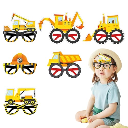 KERALI Bau-Party-Brillen, Muldenkipper-Brillen | Fotoautomaten-Requisiten für Baupartys | Stilvolle Partybrille, langlebige Partygeschenke für Fahrzeugparty, Geburtstagsgeschenk, Mottoparty von KERALI