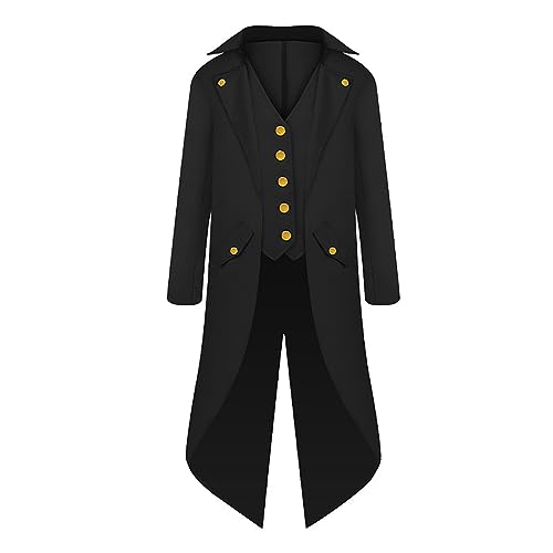 KERALI Herren Steampunk Vintage Jacke - Steampunk-Frack-Halloween-Kostüme für Männer,Steampunk-Kostüm für Herren, Steampunk-Frack – Gothic-Steampunk-St für Jungen im Alter von 6–14 Jahren, für von KERALI