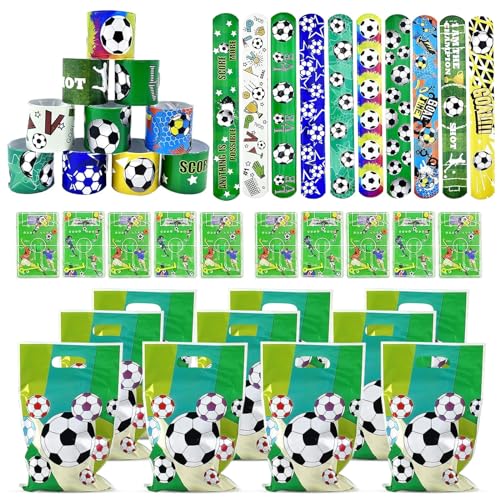 KERANEET 30 Stück Fußball Kindergeburtstag Gastgeschenke 10 Fußball Schnapparmband Kinder 10 Fußball Flipper Spiele 10 Fußball RückgabeFussball Mitgebsel Jungen für Kinder Fußball Deko Geburtstag von KERANEET