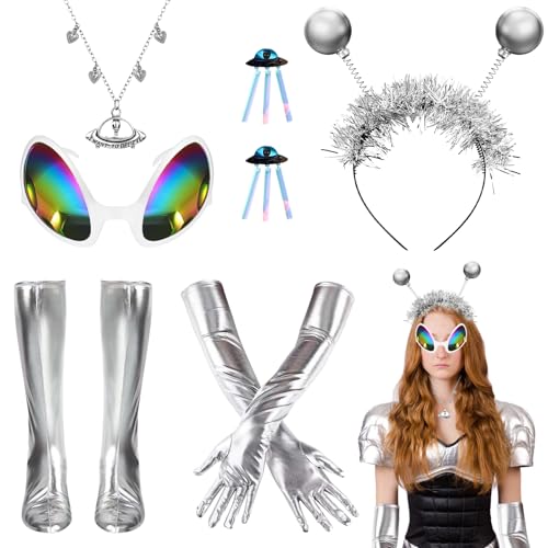 KERANEET Alien Kostüm Alien Kostüm Damen Alien Kostüm Kinder Alien Costume Alien Accessoires für Alien Thema Party Zubehör Erwachsene Kinder von KERANEET